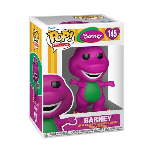 Barney Funko Pop Vinyl Figure #145 displayed in box for collectors and fans