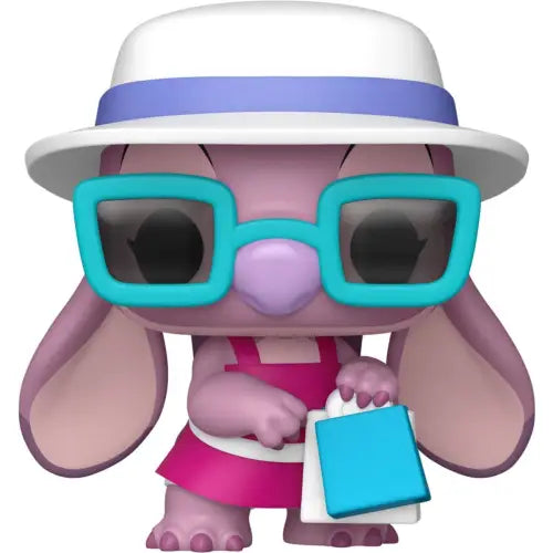 Angel Funko Pop figure with hat and shopping bags, Stitch Angel Bags Funko Pop vinyl