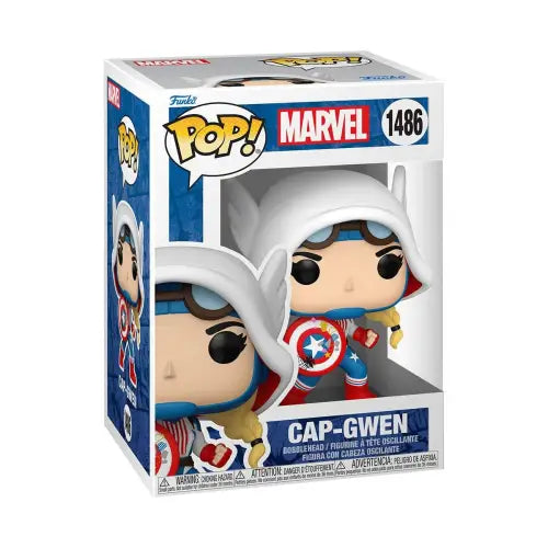 Cap-Gwen Funko Pop Vinyl Figure #1486 in box from Spider-Gwen: Gwenverse collection