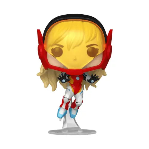 Blonde superhero Funko Pop figure of Iron Gwen from the Gwenverse collection