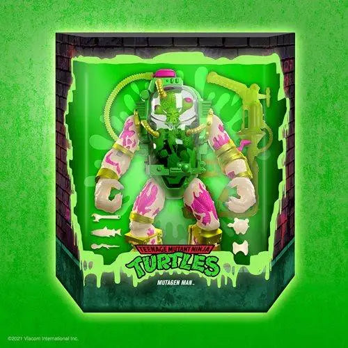 Ultimates Mutagen Man action figure in box with green background - Entertainment Earth Exclusive