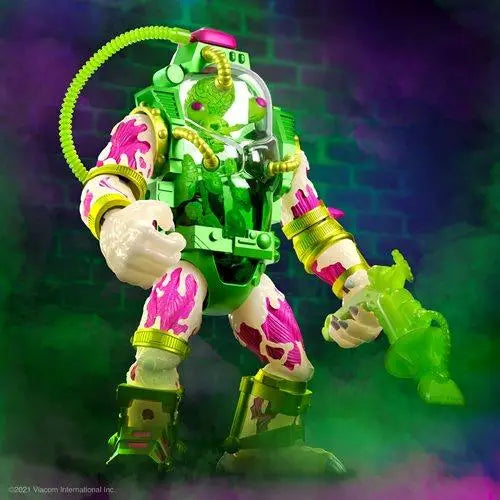 ’Ultimates Mutagen Man action figure in green and pink outfit’