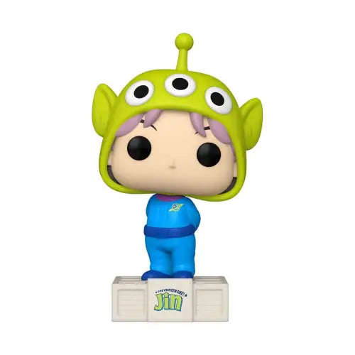 Cartoon-style Funko Pop figure of Toy Story x TinyTAN BTS Jin as Alien