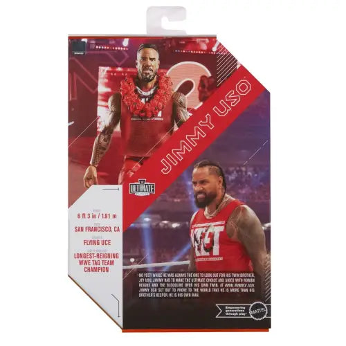 WWE Ultimate Edition Wave 26 Jimmy Uso action figure packaging showcasing WWE Ultimate collection