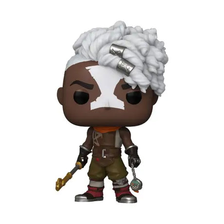 Arcane Legends Ekko Funko Pop figure with white curly hair and weapon