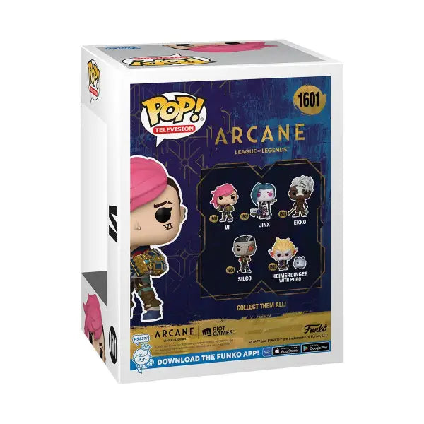 Arcane League of Legends Vi Funko Pop vinyl figure box showcasing vibrant character design