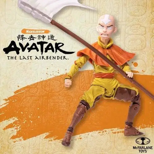 Aang Avatar State Gold Label Action Figure holding white flag.