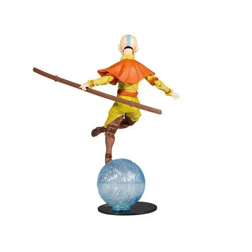 Aang 7-Inch Action Figure with Ultra Articulation- Toy figure on ball with stick.