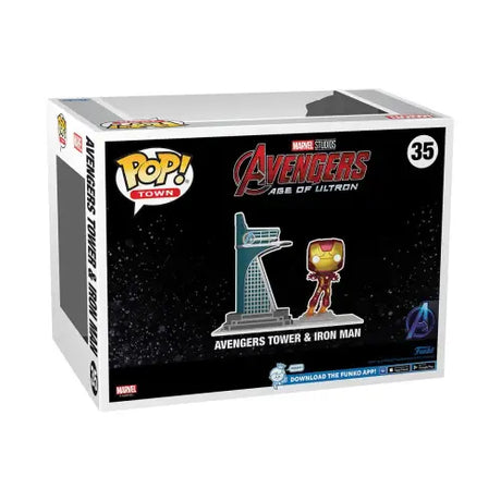 Funko Pop Marvel Avengers Tower and Iron Man figure #35 Previews Exclusive collectible set