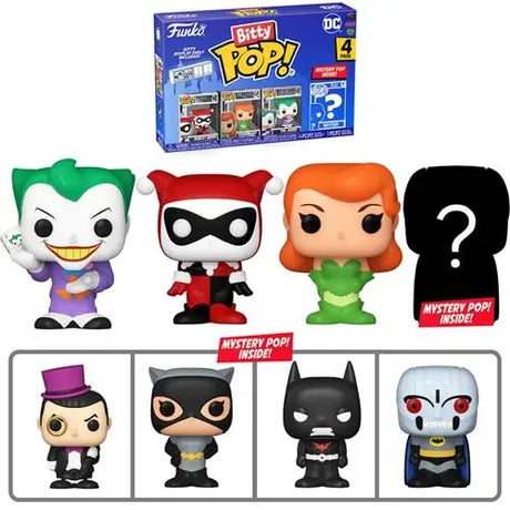 DC Comics Harley Quinn Bitty Mini-Figure Set mystery box with Batman mystery pack.