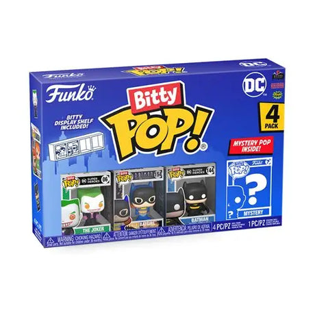 DC Comics Batman Joker Bitty Pop 4-Pack featuring the box of the funko pop toy.