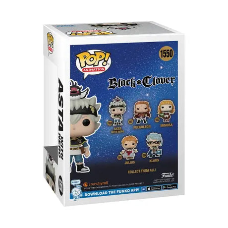 Black Clover Asta with Nero Funko Pop vinyl figure box showcasing anime characters