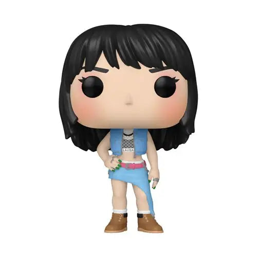 Close-up of Blackpink Lisa Funko Pop vinyl figure in blue dress