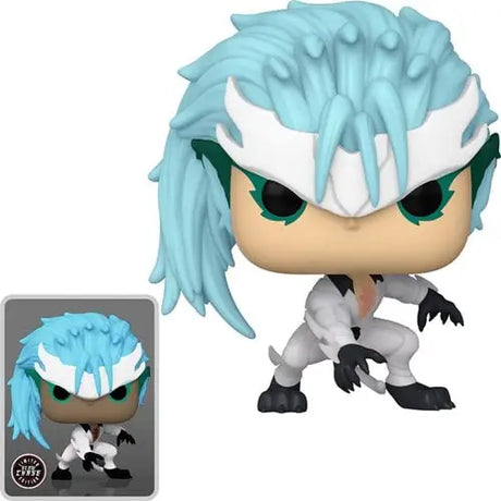 Funko Pop figure of Bleach Grimmjow Jeagerjaques with spiky blue hair and green eyes