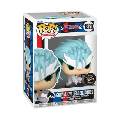 Funko Pop Bleach Grimmjow Jeagerjaques figure with light blue hair and chase variant sticker