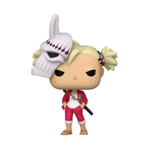 Hiyori Sarugaki Funko Pop figure in red outfit with blonde pigtails and mask