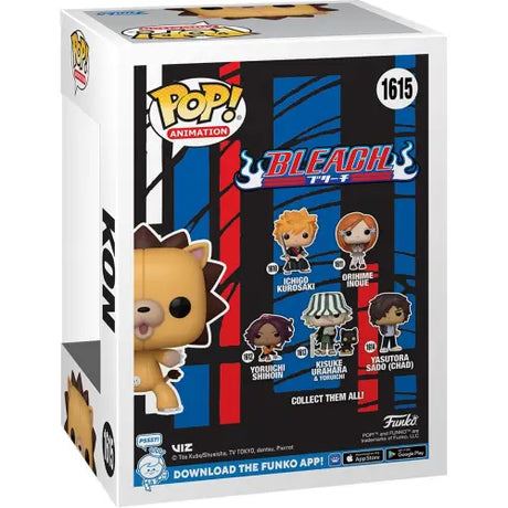 Bleach Kon Funko Pop vinyl figure box showcasing the iconic anime character Kon