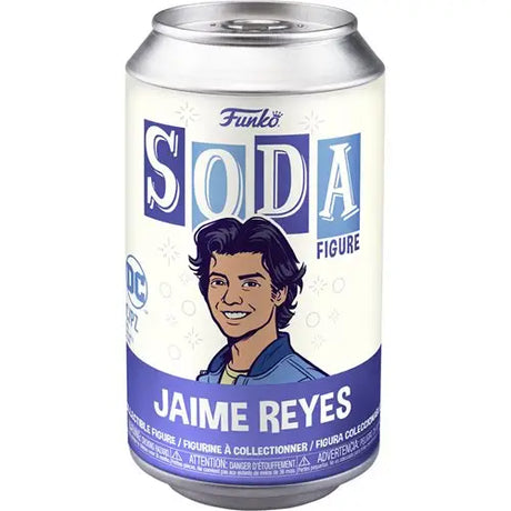 Limited Edition Blue Beetle Jaime Reyes Chase Variant Vinyl Figure - Close up of man cartoon on soda can