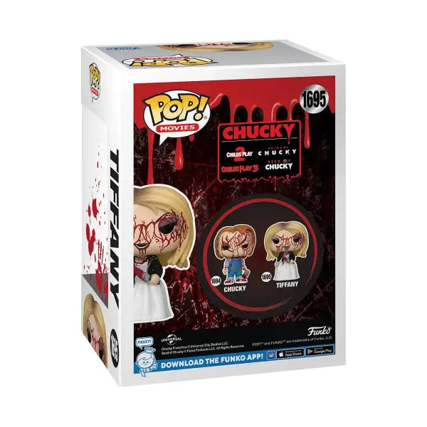 Funko Pop Tiffany Bloody Vinyl Figure in box from Bride of Chucky - Entertainment Earth Exclusive