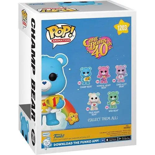 Champ Bear 40th Anniversary Care Bears Pop Vinyl Figure Box Close-Up