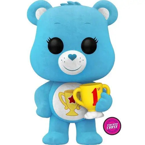 Blue Champ Bear vinyl figure holding cup for 40th anniversary.