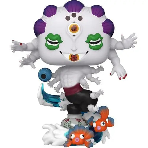 Multi-armed white figure with purple hair and fish base from Demon Slayer Gyokko Funko Pop