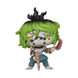 Cartoon punk rock zombie Funko Pop figure with green hair and blood sickles from Demon Slayer