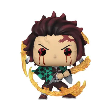 Stylized Demon Slayer Tanjiro Kamado Funko Pop Vinyl figure with spiky hair and red eyes