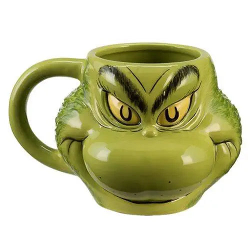 Seuss Grinch Sculpted Ceramic Coffee Mug featuring green face mug