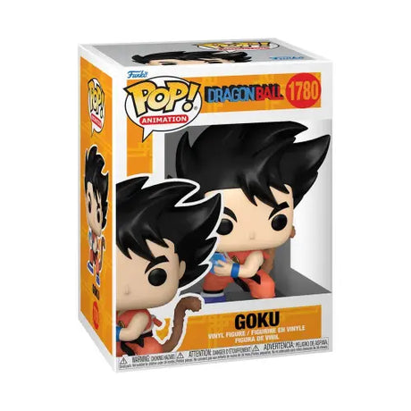 Funko Pop vinyl figure of Dragon Ball Goku in classic orange gi with tail and Kamehameha