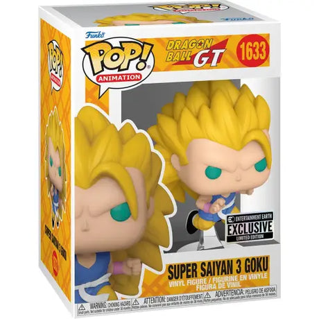 Super Saiyan 3 Goku Funko Pop from Dragon Ball GT with spiky yellow hair and blue outfit