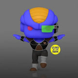 Dragon Ball Z Burter Glow-in-the-Dark Funko Pop! Vinyl Figure - Entertainment Earth Exclusive featuring a blue and yellow character with a yellow hat and sunglasses