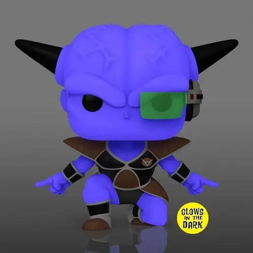 Dragon Ball Z Captain Ginyu vinyl figure with green eye, blue and black color, glow-in-the-dark feature