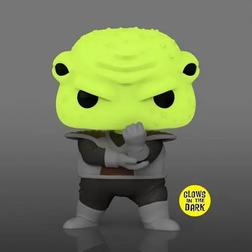 Dragon Ball Z Guldo Glow-in-the-Dark Vinyl Figure glowing up a figure in black and white shirt