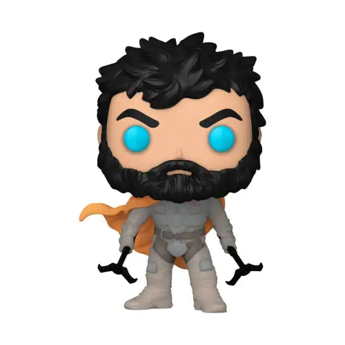 Stilgar Funko Pop vinyl figure in gray armor with blue eyes and a cape