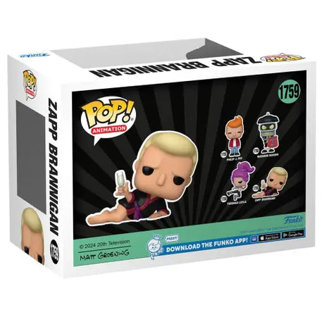 Futurama Zapp Brannigan Funko Pop vinyl figure of a blonde character in purple clothing