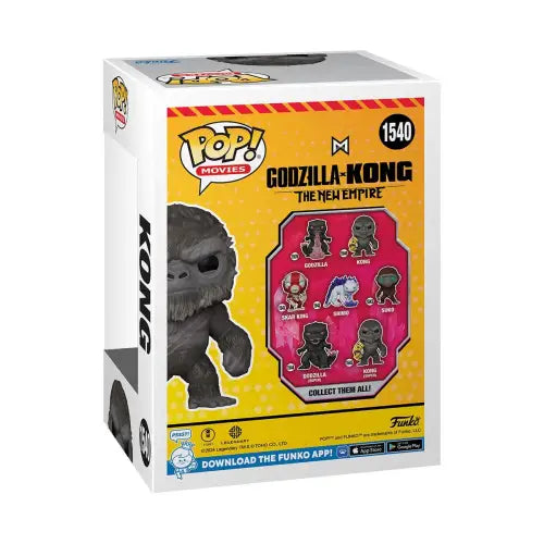 Funko Pop vinyl figure box of Kong with mechanical arm from Godzilla x Kong movie