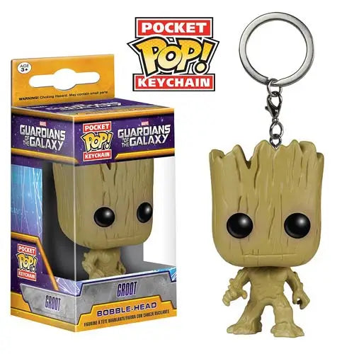 Groot Funko vinyl figure key chain with Grooter design captured up close.