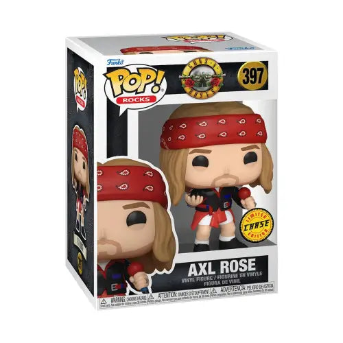 Funko Pop vinyl figure of Guns N’ Roses Axel Rose in red bandana and shorts