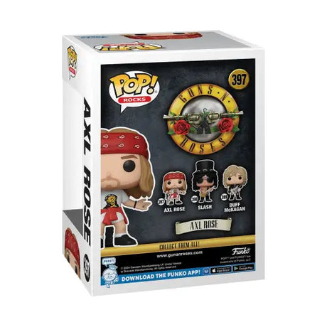 Guns N Roses Axel Rose Funko Pop Vinyl Figure #397 box featuring band merchandise