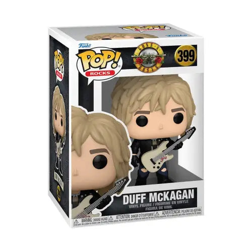 Funko Pop vinyl figure of Duff McKagan from Guns N’ Roses with bass guitar