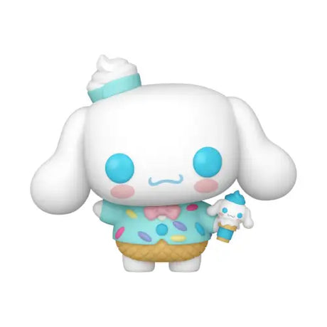 Cute white Friends Cinnamoroll vinyl figure holding ice cream in mint outfit