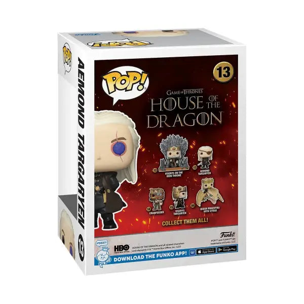 House of the Dragon Aemond Targaryen Funko Pop vinyl figure box showcasing character design