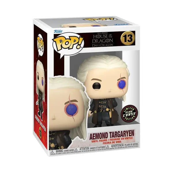 Funko Pop Aemond Targaryen figure showcasing his iconic white hair and blue eye