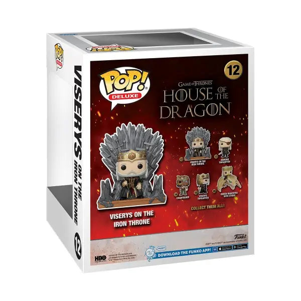 House of the Dragon Viserys on the Iron Throne Deluxe Funko Pop box display