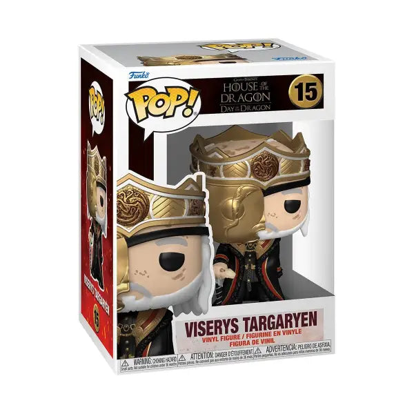 Funko Pop of Viserys Targaryen from House of the Dragon in stylish packaging