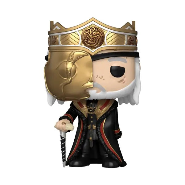 Funko Pop of Viserys Targaryen in crown and robes from House of the Dragon