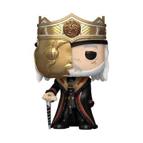 Funko Pop of Viserys Targaryen in crown and robes from House of the Dragon