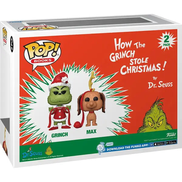 Funko Pop Grinch Stole Christmas 2-Pack featuring Grinch and Max vinyl figures