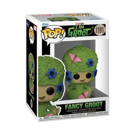 Fancy Groot Pop vinyl figure of a green and pink furry animal